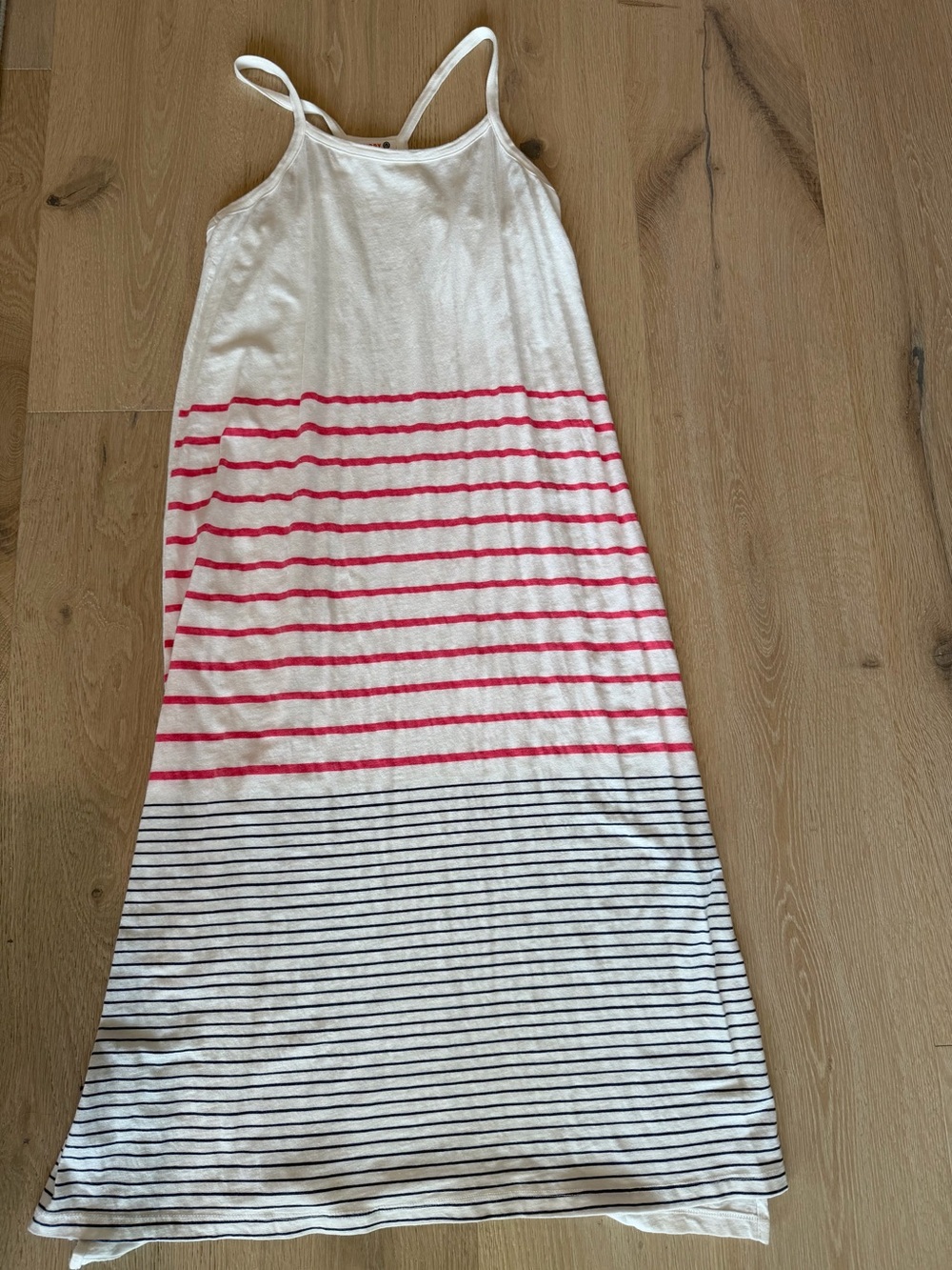 Sundry White Maxi Dress with Red and Blue Stripes